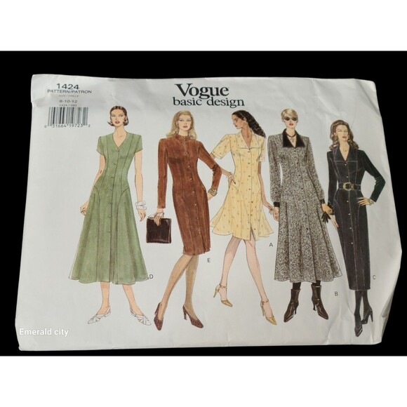 Vtg Vogue Basic Design 1424 Easy Dress in 5 Styles Misses 8-10-12 Pattern cut - Picture 6 of 6